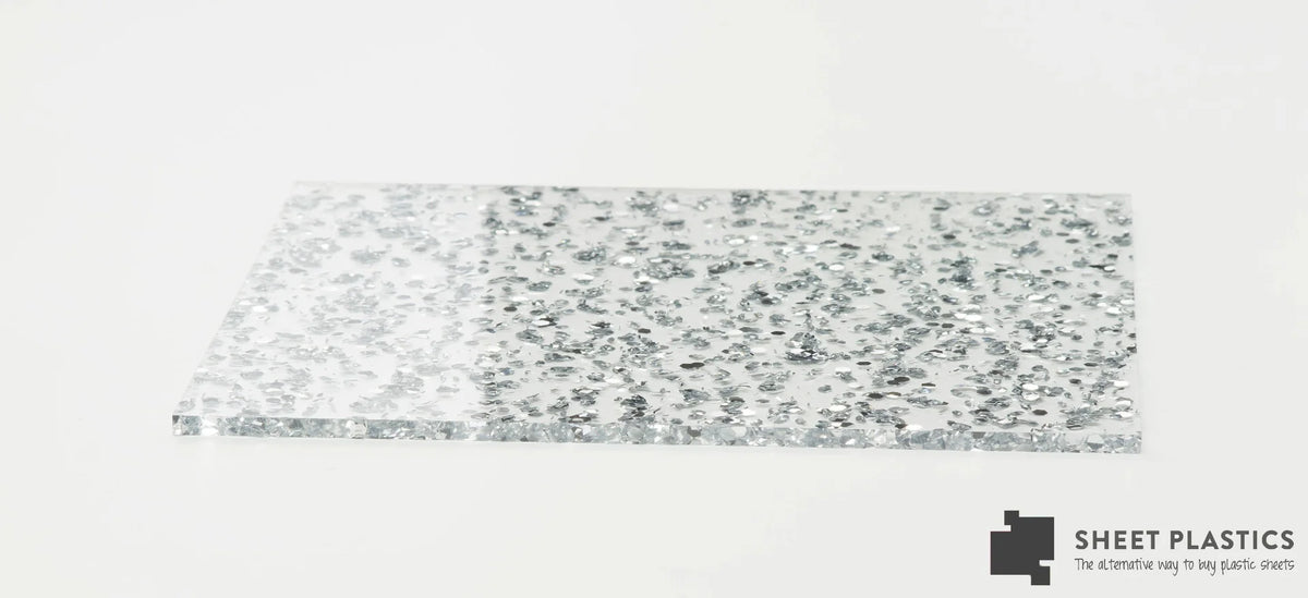 3mm Fleck Silver Glitter Acrylic Sheet Cut To Size